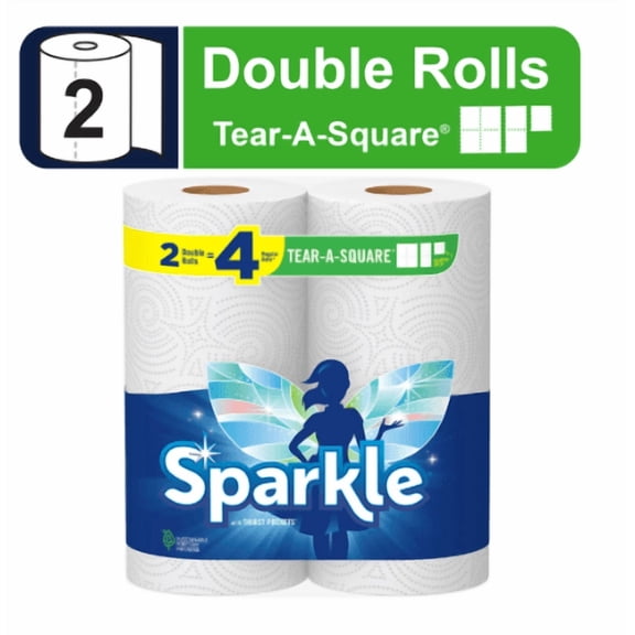 Sparkle Tear-a-Square Paper Towels, 2 Double Rolls (110 2-ply sheets)