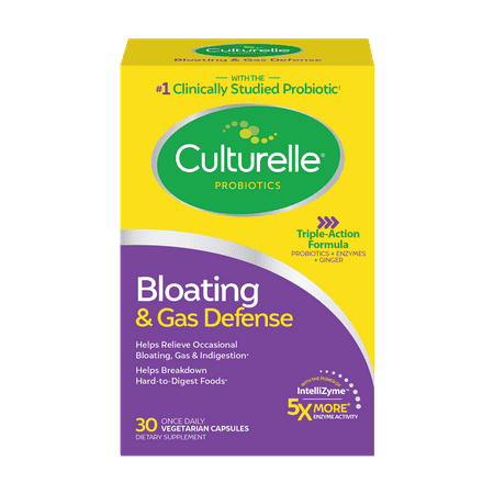 Culturelle Bloating and Gas Defense Capsules, Helps Relieve Bloating and Indigestion, Adult, 30 Count