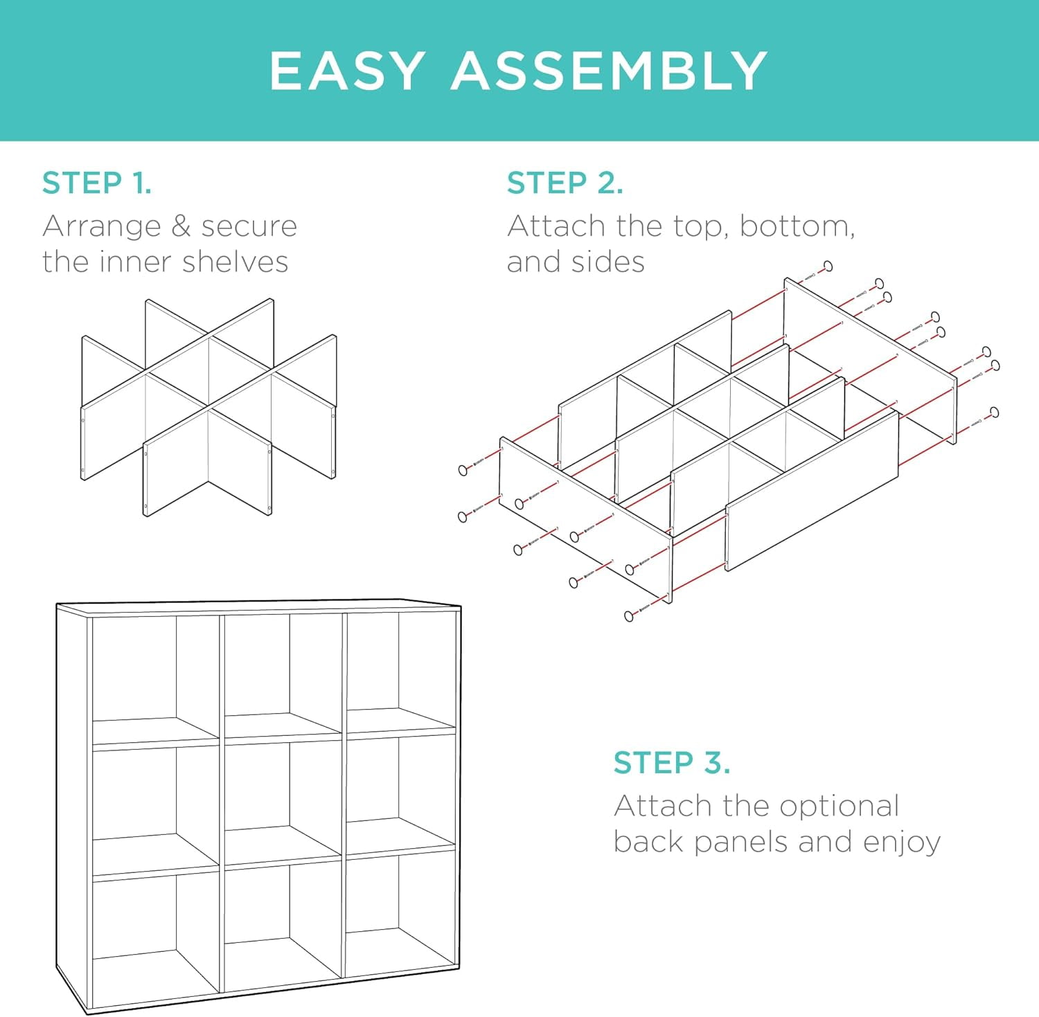 9-Cube Storage Organizer, 11in Shelf Opening, Bookcase, Display Shelf, Customizable w/ 3 Removable Back Panels - Light Oak