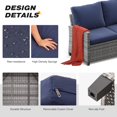 thumbnail image 3 of 5 PCS Patio Furniture Set, Outdoor Wicker Conversation Sectional Sofa Couch Furniture Sets with Ottomans for Garden Balcony Backyard, Gray/Blue (Gray Rattan Blue Cushions, 5 Pieces Set), 3 of 6