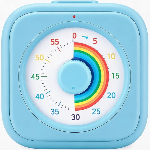 Rainbow Visual Timer for Kids, 60 Minute Silent Countdown Timer, Time Management Tool for Homeschool Study Supplies, Classroom, Home, Kitchen (Blue)