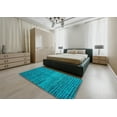 thumbnail image 5 of Ahgly Company Machine Washable Indoor Round Abstract Aqua or Cyan Blue Area Rugs, 8' Round, 5 of 7