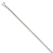 925 Sterling Silver 1.7mm Diamond-cut Rope Chain Bracelet