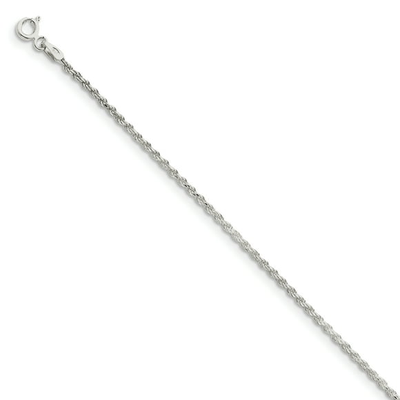 925 Sterling Silver 1.7mm Diamant-Coupé Chaîne de Corde Bracelet