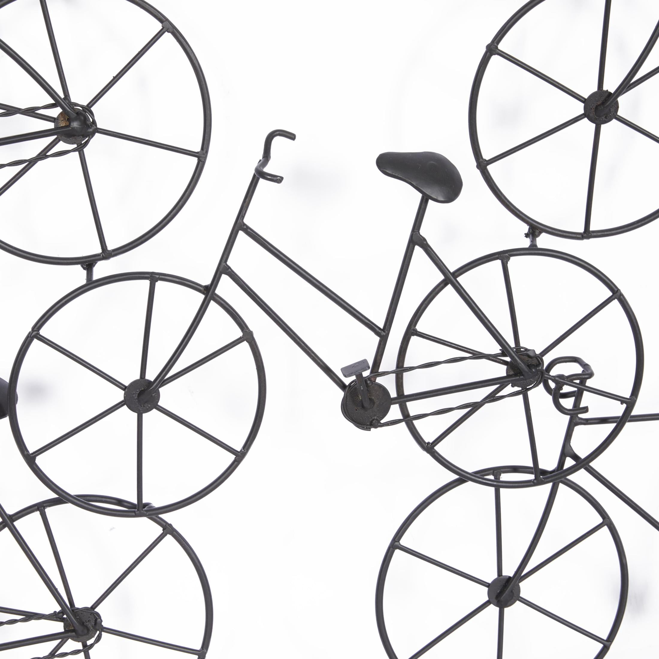 DecMode Black Metal Stacked Bike Wall Decor with Black Frame