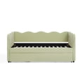 thumbnail image 6 of UHOMEPRO Twin Size Upholstered Daybed with Trundle, Gingham Daybed with USB Ports and Adorable Wave Shaped for Bedroom Living Room Guest Room, Green, 6 of 11