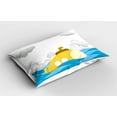 thumbnail image 2 of Ambesonne Yellow Submarine Pillow Sham 2 Pack, Wavy Sea Sky, 36"x20", Mustard and Blue, 2 of 3