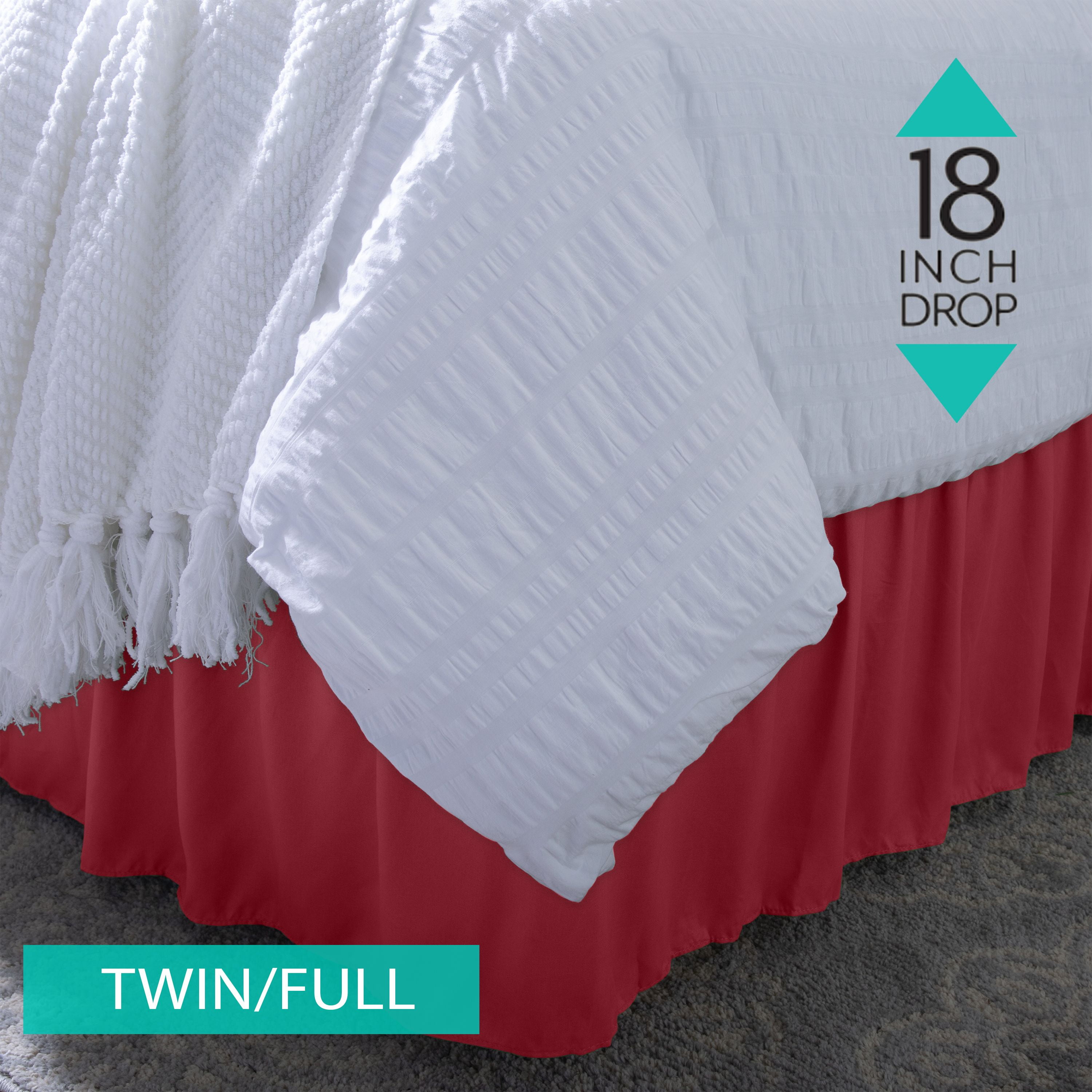 Home Details 18" Drop Wrap Around Bed Ruffle Twin/Full in Burgundy