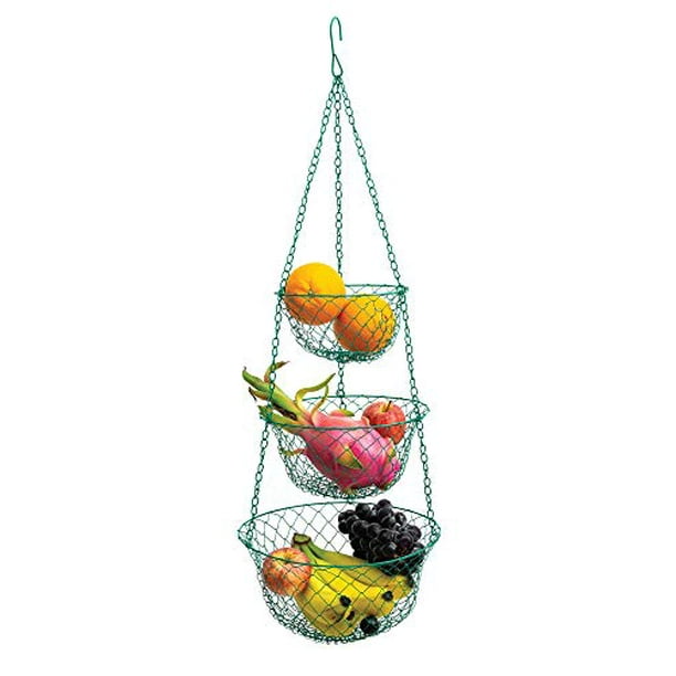 Fox Run 52103 Green 3 Tier Kitchen Hanging Fruit Baskets 32 Inches Walmart Com Walmart Com
