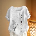 thumbnail image 5 of Gamivast Linen Shirt Women Floral Graphic Casual Loose Short Sleeve Blouses Vacation Crew Neck Tunic Shirts Summer outdoor outfits, 5 of 5