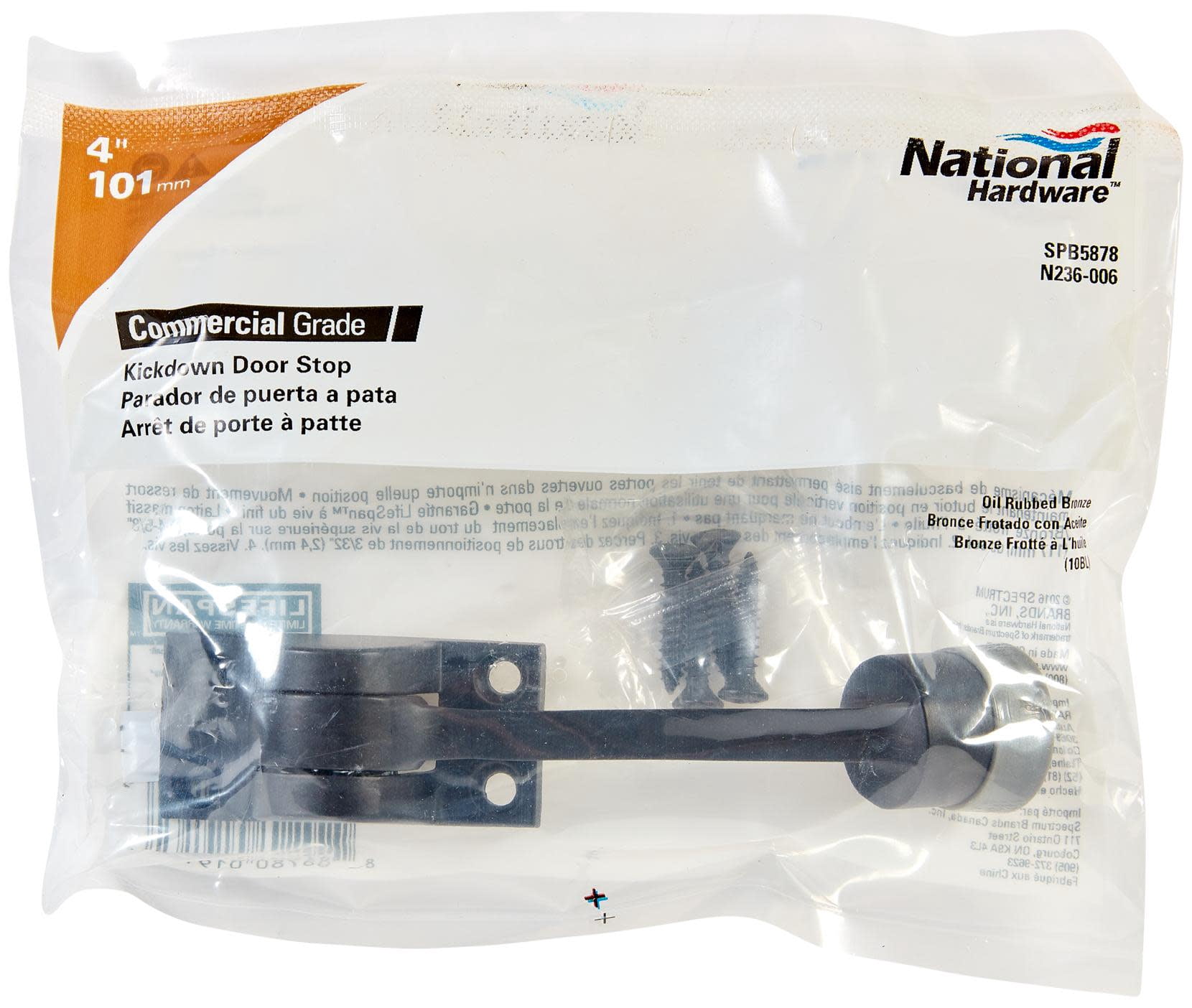 National Hardware Spb5878 4-3/4" Door Mounted Kick Door Stop - Chrome
