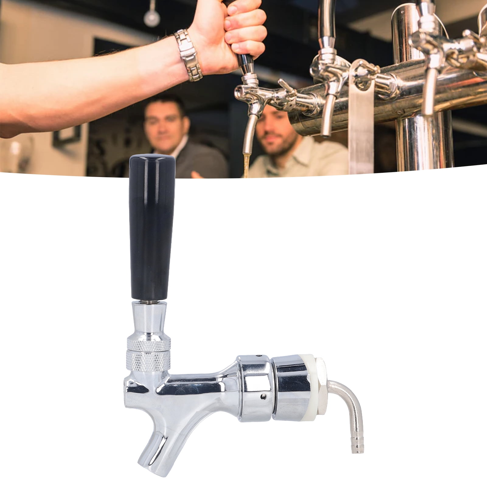 Nieyigj Stainless Steel Beer Tap Faucet, Premium Kegerator Tower Tap for Homebrewing, Silver (Length: 5.12 inches / 13 cm)