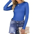thumbnail image 3 of Fantaslook Fitted Long Sleeve Shirts for Women Stretch Casual Basic Tops Crewneck Ribbed Tees Shirts, 3 of 9