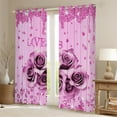thumbnail image 2 of Feelyou 3D Pink Rose Black Out Curtains for Couple, Romantic Valentine's Day Curtains Pack of 2 (42x63 Each), Glitter Fashion Diamond Bedroom Curtains, Black Out Curtains Decor, 2 of 6