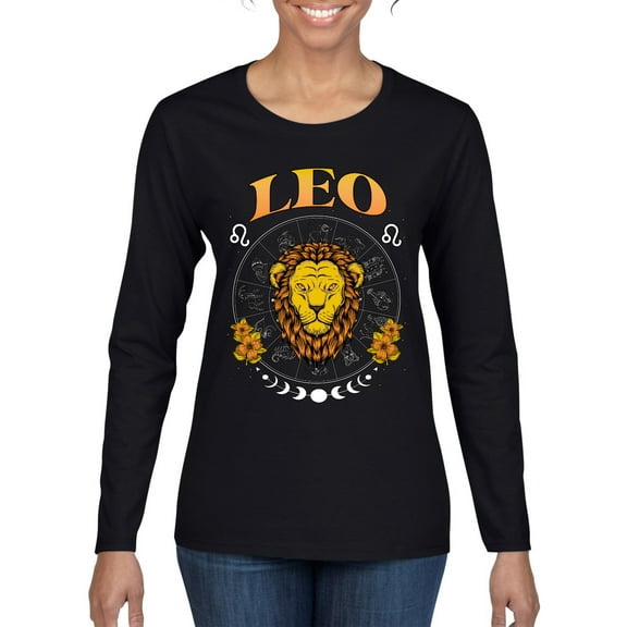 Wild Bobby Leo the Lion Fire Sign, July 22 August 22, Constellations Horoscope Zodiac Birthday Birth Month Stone Gift for Men Women Graphic Long Sleeve Tee