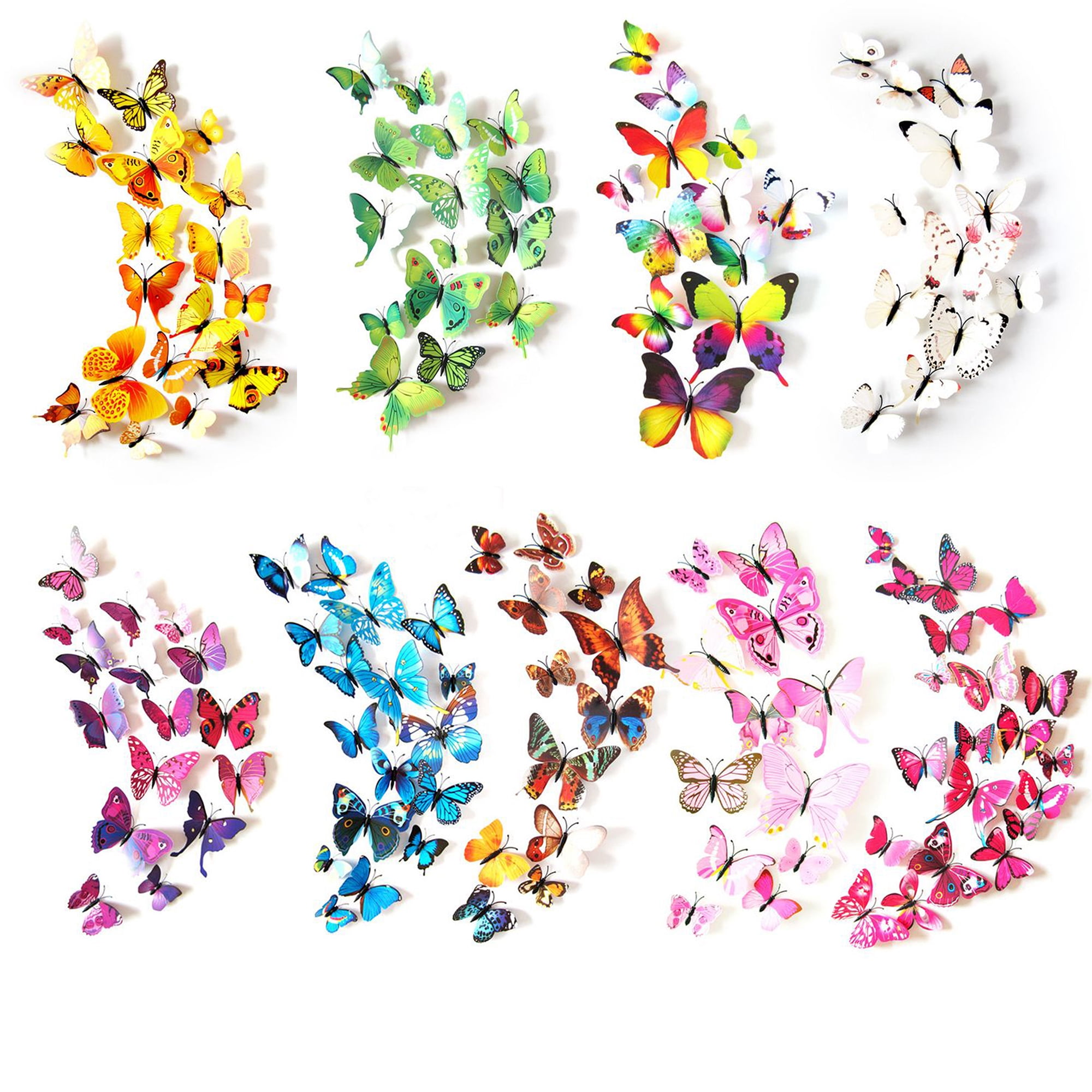 CUH 12 PCS Wall Stickers Creative 3D Butterfly Wall Stickers Art DIY