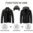 thumbnail image 2 of Chrisuno Men's Military Trucker Fall Light Jacket Washed Cotton Hooded Winter Coats M Black, 2 of 5