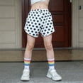thumbnail image 3 of Uccdo 5-12Y Girls Summer Athletic Shorts Bike Shorts with Pocket, Kids Plaid/Dots Printed Active Gymnastics Yoga Running Shorts, 3 of 5