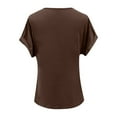 thumbnail image 4 of MIXUE Womens Summer Tops Solid Color V Neck Short Sleeve Elegant Loose Casual Shirts For Women Tshirts Outwear,Brown,S, 4 of 5