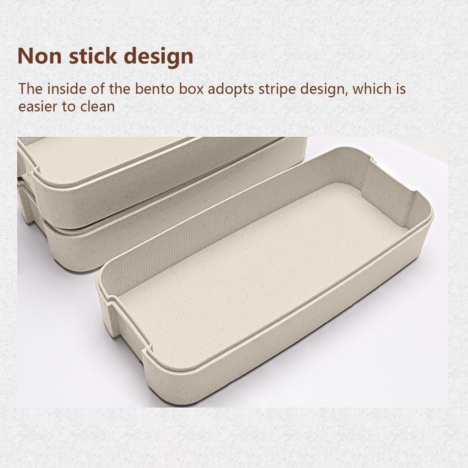 SuoKom Stackable Bento Box,Lunch Box Kit With Spoon & Fork, 3-In-1 Compartment Whea-t Straw Meal Prep Containers,Leakproof Eco-Friendly Stackable Bento Lunch Box Meal
