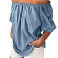 thumbnail image 2 of Abomasnow Women's Off Shoulder Tops Plus Size Ruffle Short Sleeve Ruched Blouse Casual Loose Cotton Linen Blend Shirt S-5XL, 2 of 6