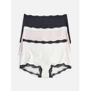 Joyspun Women's Modal Boyshort with Lace, 3-Pack, Sizes XS-XXXL