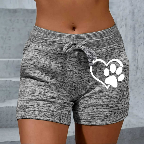 MKLEKYY Pantalones deportivos para mujer, pantalones de yoga estampados a la moda para mujer, pantalones cortos deportivos casuales con lazo elástico