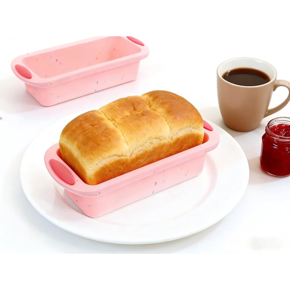 Pink Silicone Loaf Pan, Rectangular with Handle - Flexible Non-Stick Baking Pan, Suitable for Homemade Cakes, Bread, Patties, and Brownies | Oven Safe DIY Home Baking Tools