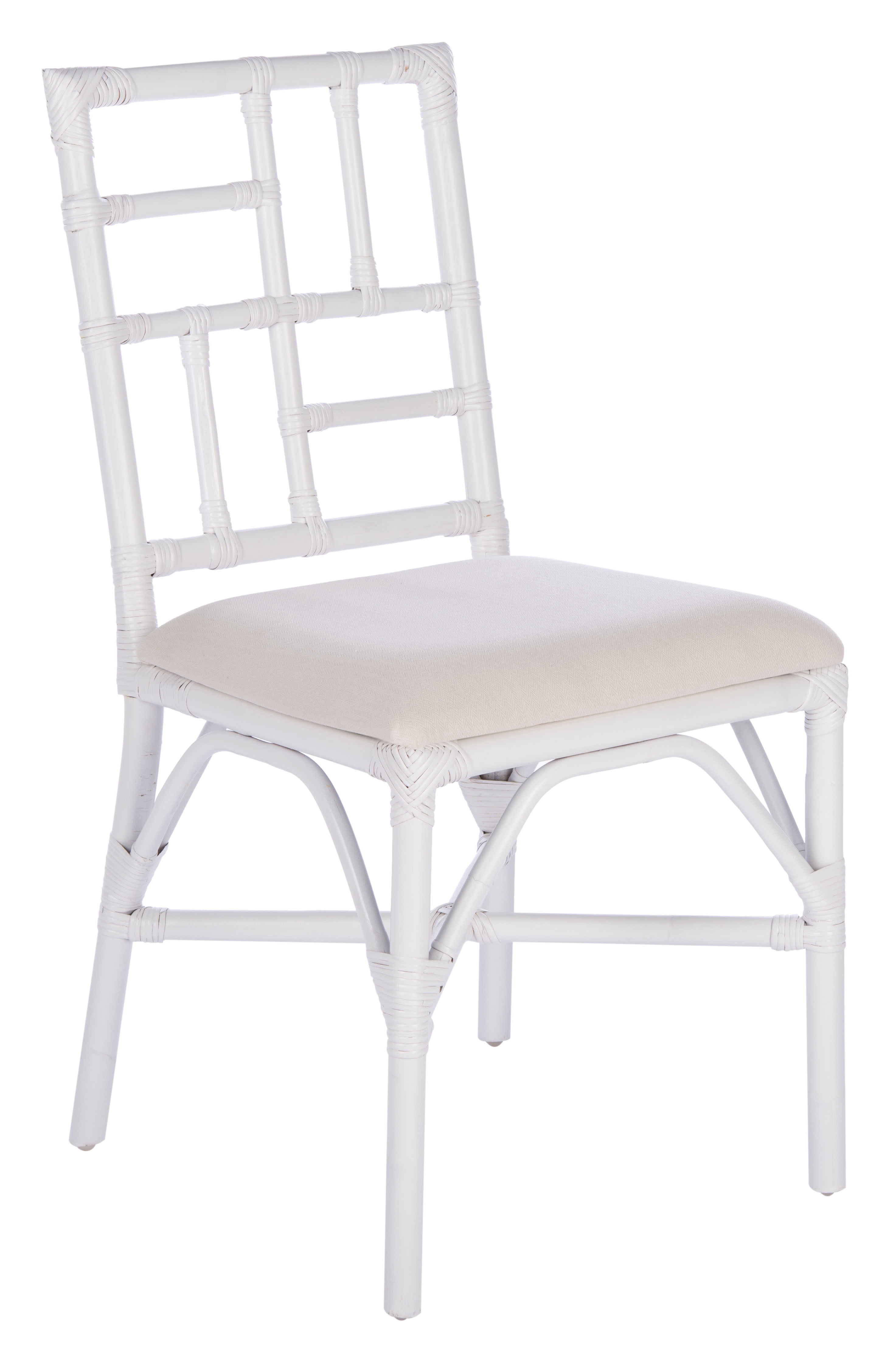SAFAVIEH Christine Glam Accent Chair w/Cushion, White, Set of 2