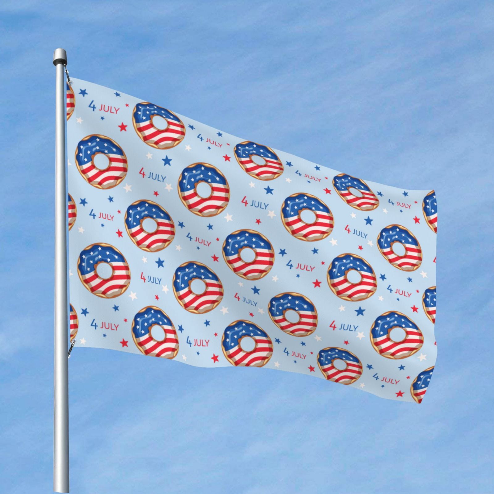 Vsdgher Donut with the USA Fag Print Outdoor Decorative Flag 4x6ft, Suitable for outdoor decoration, can be hung indoors, on outdoor lawns, balconies, parties