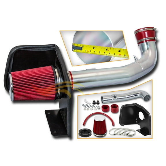 Cold Air Intake System with Heat Shield Kit Filter Combo RED Compatible For 09-14 Cadillac Escalade Chevy Silverado Suburban Tahoe Gmc Sierra Yukon 5.3L/6.0L