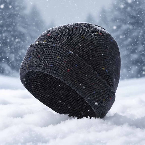 Sunvit-Panties Navy Women and Men Cold Weather Beanie - Warm Speckled Acrylic Ribbed Cuffed Hat, One Size Fits Most Adults for Outdoor Daily Casual Headwear,Size Free Size