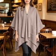 thumbnail image 5 of Lutiedan Shawl Wraps for Women, Soft Elegant Poncho Cape with Pockets, Open Front Scarf Blanket Cardigan for Fall Winter,Coffee, 5 of 7