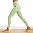 thumbnail image 6 of COMVALUE Leggings with Pockets Women Full Length Capri Buttery Soft High Waisted Stretchy Yoga Pants (Light Green, L), 6 of 9