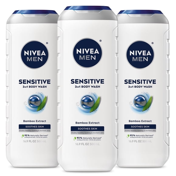 Nivea Sensitive 3-In-1 Body Wash, for Men, 16.9 oz