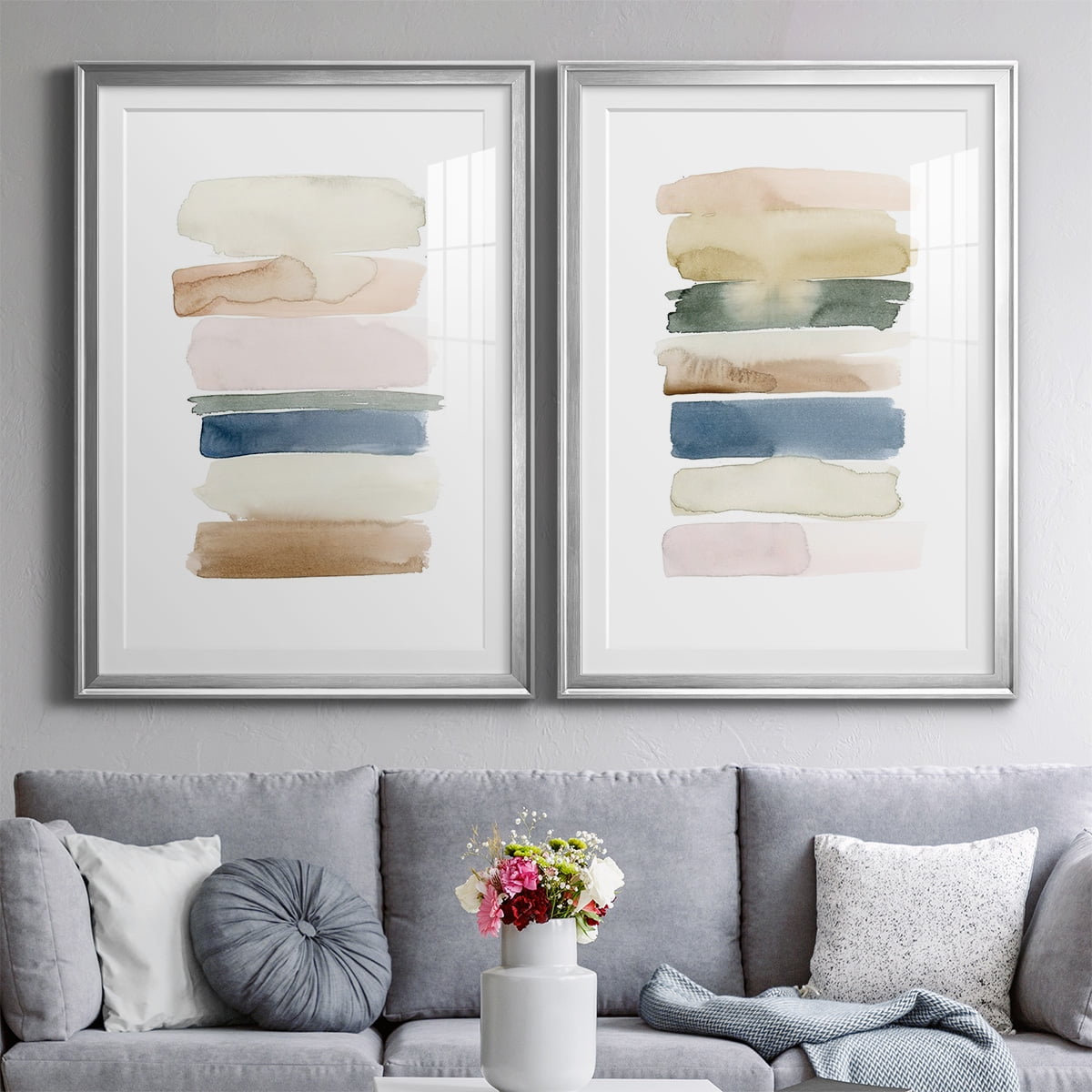Wexford Home Faint Swatches I Premium Framed Print, 22.5" x 30.5" - Ready to Hang, Silver (Set of 2)