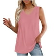 thumbnail image 2 of Summer Savings Clearance!GaThRRgYP Women's Tank Tops Summer Sleeveless Tunic,Fashion Women's Spring/Summer Solid Color Casual V-neck Sleeveless Top Tank Top Pink L, 2 of 8
