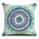 thumbnail image 4 of 4 light blue cushion covers with flowers 45cm x 45cm (18 x 18 inch), peacock blue hand painted flower pillowcases, a set of 4 square pillowcases with invisible zippers, suitable for sofas and canapes, 4 of 5