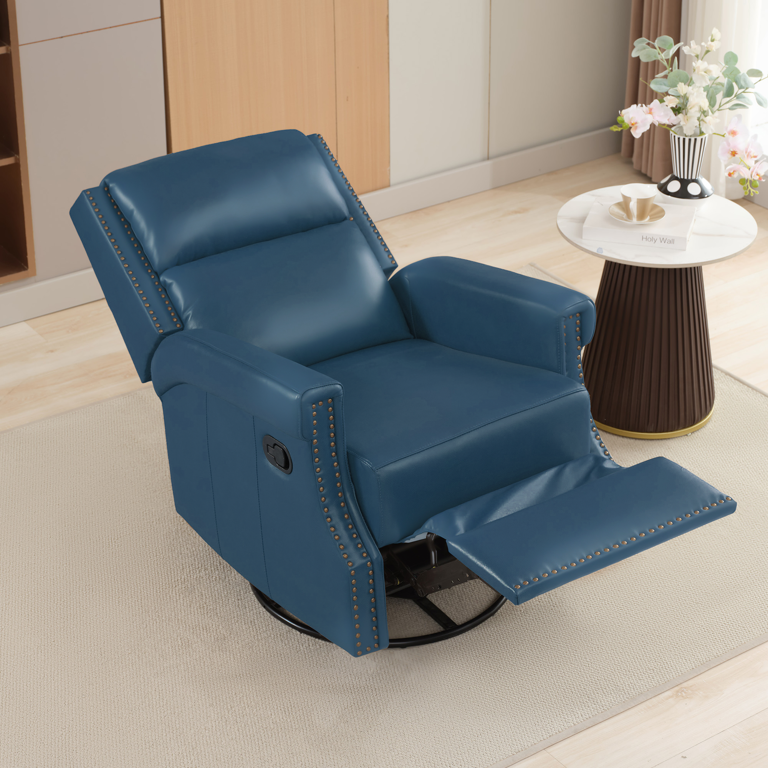 Swivel Rocker Recliner Chair With Heat & Massage - 360 Spin, Compact For Small Spaces