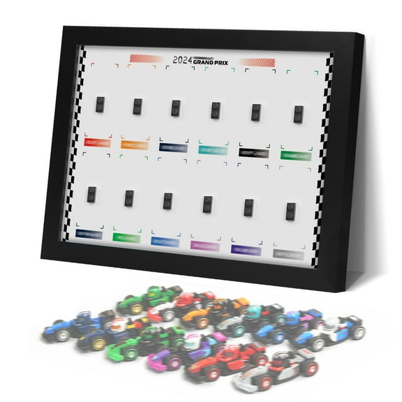 Acrylic Display Frame Compatible with Lego 66796-71049 f1 Race Cars, Wall Hanging or Tabletop Display for Race Car Lover, Models Not Included (White)