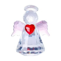 Crystal Guardian Angel Figurine Gifts for Women, Small Glass Angels Statues for Home Desktop Shelf Decor (Pink)