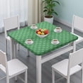 thumbnail image 3 of Green Christmas Snowflake Pattern Square Fitted Tablecloth with Elastic Edge,Square Table Cover,Washable Elastic Table Cover for Home Kitchen Party Decor 36"x36", 3 of 6