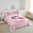 thumbnail image 3 of Erosebridal Monogrammed Letter Bedding Twin Comforter Set,Cattle Print Down Comforter,Lightweight Reversible Bedding Sets Twin with Comforter,Pink Bow Tie Decoration,3pcs, 3 of 8
