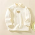 thumbnail image 4 of BRGZLK Boys Cute BearTops Polar Fleece Semi High Neck Top Kids Long Sleeve Pullover Shirt for Kids Casual Comfort Tops Beige 11-12 Years, 4 of 5
