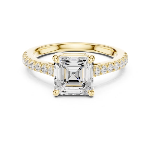 2 ct asscher cut lab grown diamond solitaire engagement wedding ring 14k Gold Plated