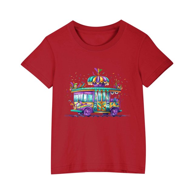 RXIRUCGD 2025 Vêtements d'Été pour Enfants T-shirt Imprimé Mode Mignon Col Rond Manches Courtes