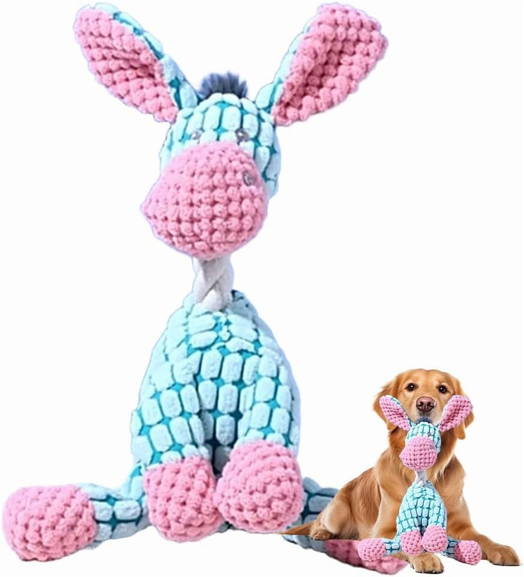 Durable Dog Toys, Fun Dog Toy for Aggressive Chewers Small Medium Large Breed, Crinkle Squeaky Plush Dog Puppy Chew Toys for Teething (Yellow)