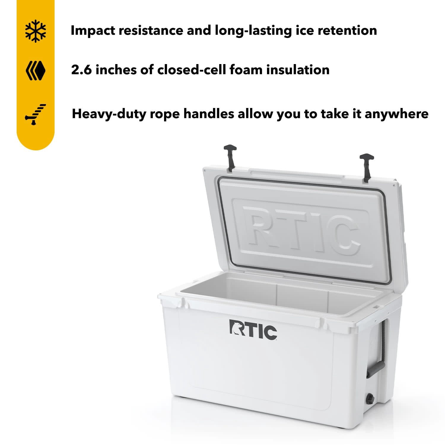 RTIC 110 QT Ultra-Tough Rotomolded Hard-Sided Ice Chest Cooler, Fits 130 Cans, White