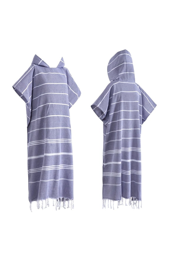 Turkish Wearable Beach Towel Sandproof Cotton Large Surf Poncho Hooded Wetsuit Changing Towel Quick Drying Sandproof, Thin Hooded Bathrobe, Lightweight, Suitable for Swimming,Diving, Beach Surfing