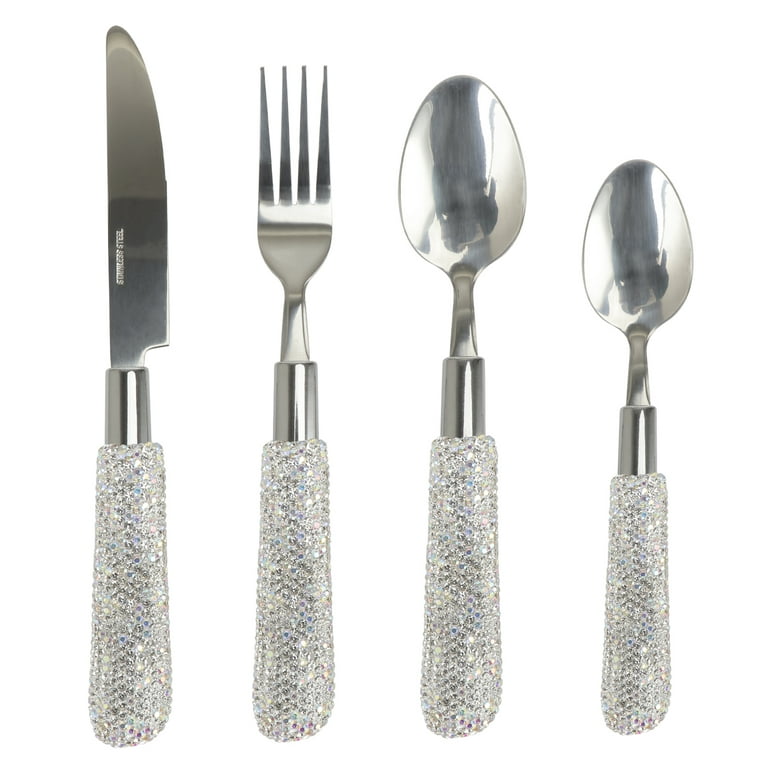 24pcs/set Small Waist Steak Knives & Forks & Spoons Stainless Steel  Silverware Set With Cutlery Tray, Great For Wedding Gift